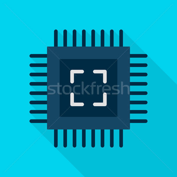 Computer Chip Flat Icon Stock photo © Anna_leni