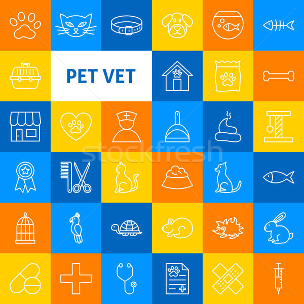 Vector Pet Vet Line Icons Stock photo © Anna_leni