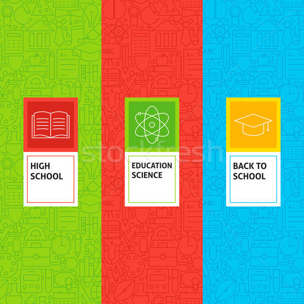 Stock photo: Line School Education Patterns Set