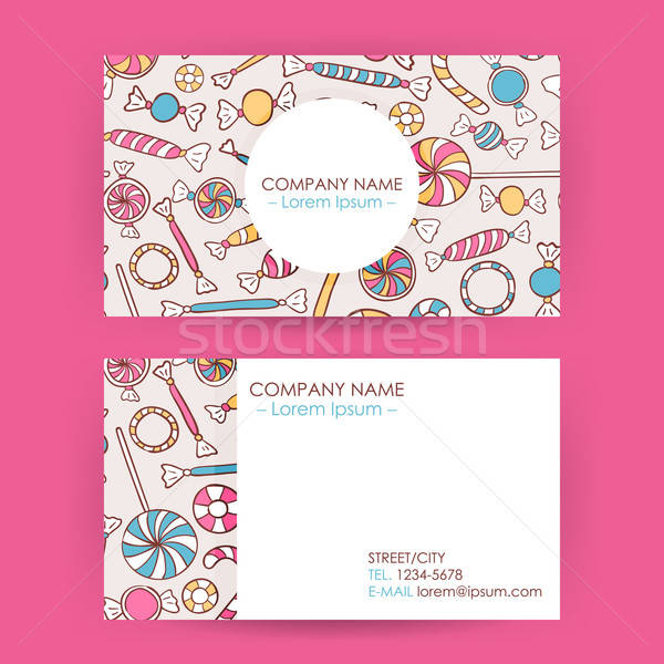 Business Card Hand Drawn Candy Sweets Background Stock photo © Anna_leni