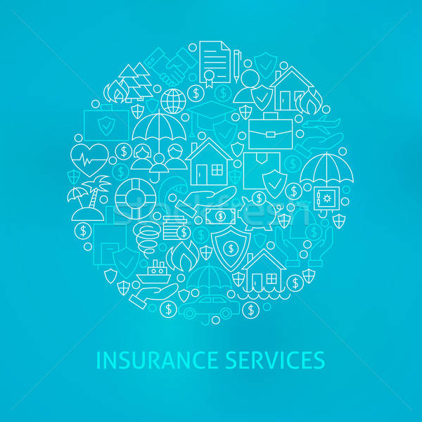 Line Insurance Services Icons Circle Stock photo © Anna_leni