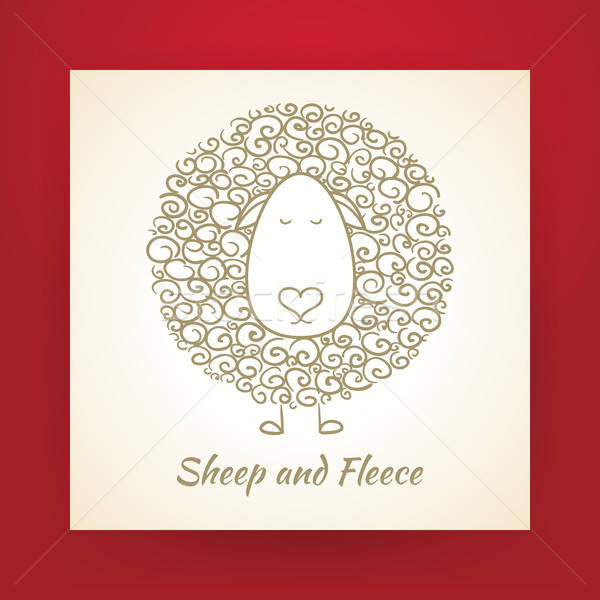 Hand Drawn Gold Sheep and Fleece Vector Illustration Stock photo © Anna_leni