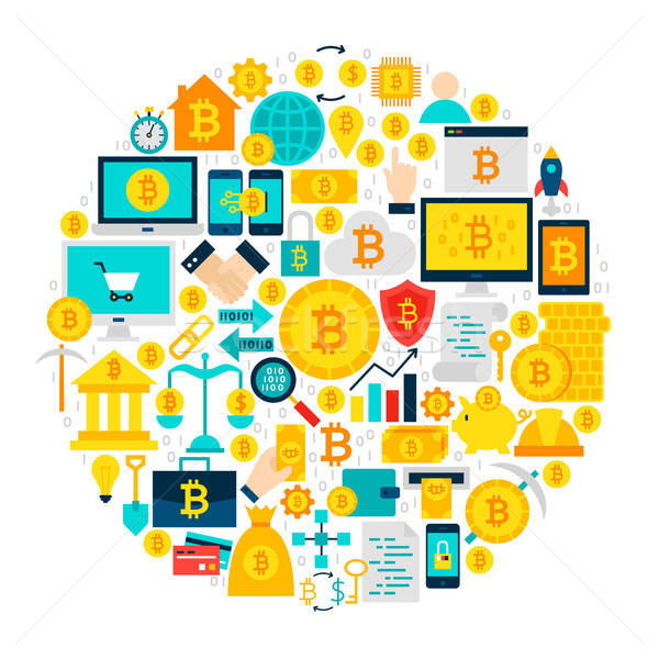 Bitcoin Icons Circle Stock photo © Anna_leni