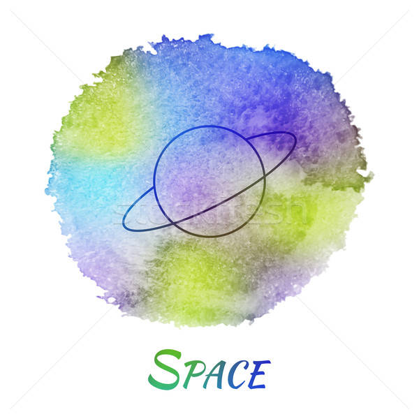 Planetă spaţiu astronomie vector acuarela natură Imagine de stoc © Anna_leni