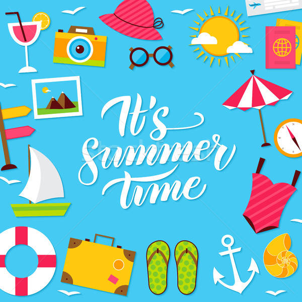Summer Time Lettering Postcard Stock photo © Anna_leni