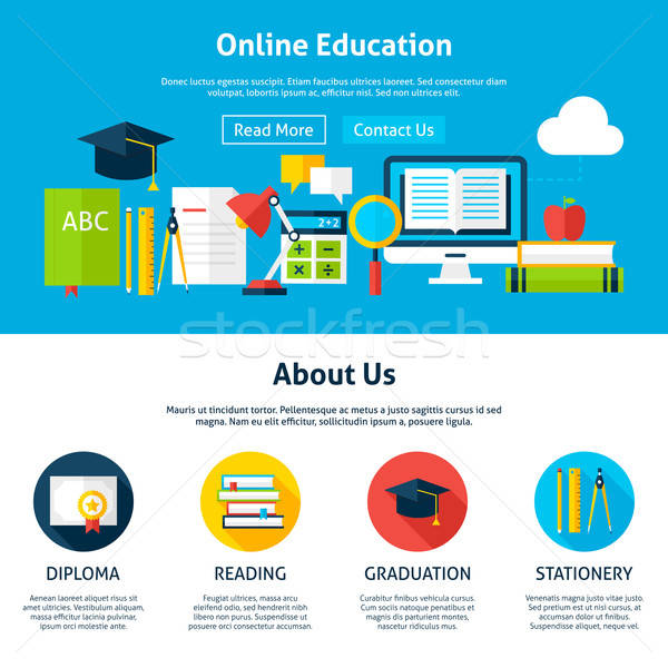 Online Education Flat Web Design Template Stock photo © Anna_leni