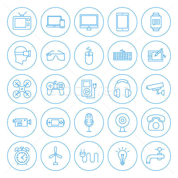 Line Circle Household Icons Stock photo © Anna_leni