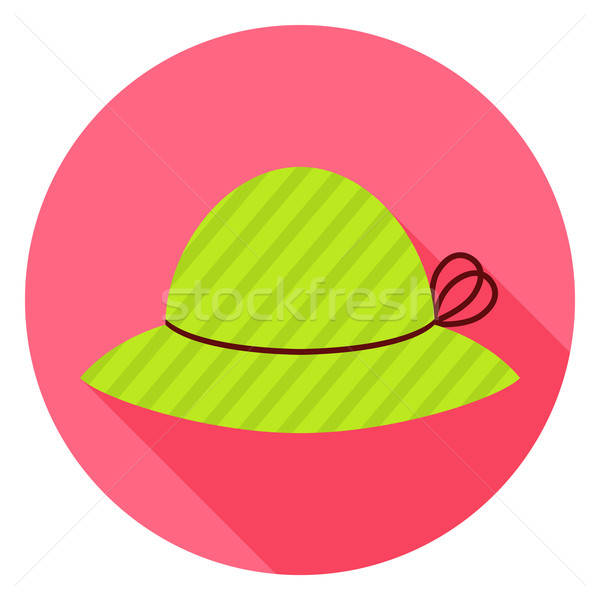 Stock photo: Flat Fashion Hat Circle Icon with Long Shadow