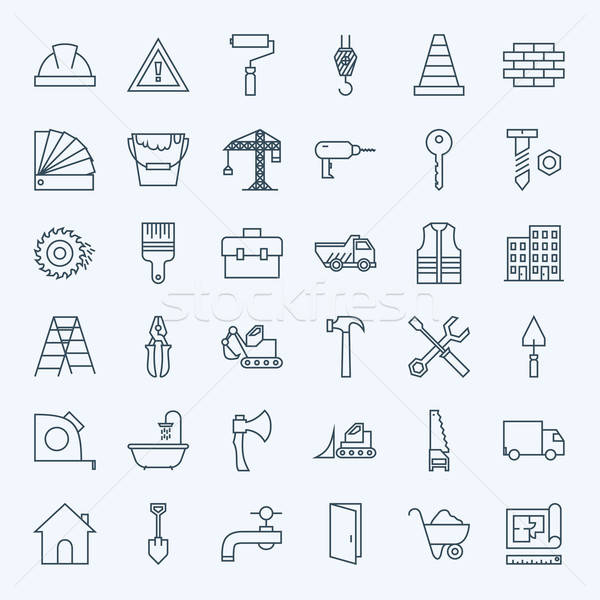 Line Construction Tools Icons Set Stock photo © Anna_leni