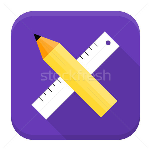 Pencil and ruler app icon with long shadow Stock photo © Anna_leni
