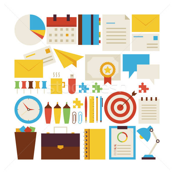 Flat Style Vector Collection of Business Workplace and Office Ob Stock photo © Anna_leni
