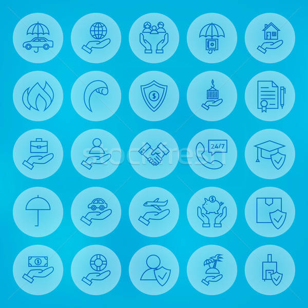 Line Circle Business Insurance Icons Set Stock photo © Anna_leni