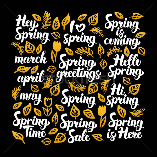 Voorjaar schoonschrift ontwerp natuur zwarte liefde Stockfoto © Anna_leni