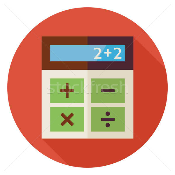 Stock photo: Flat Education and Maths Calculator Circle Icon with Long Shadow