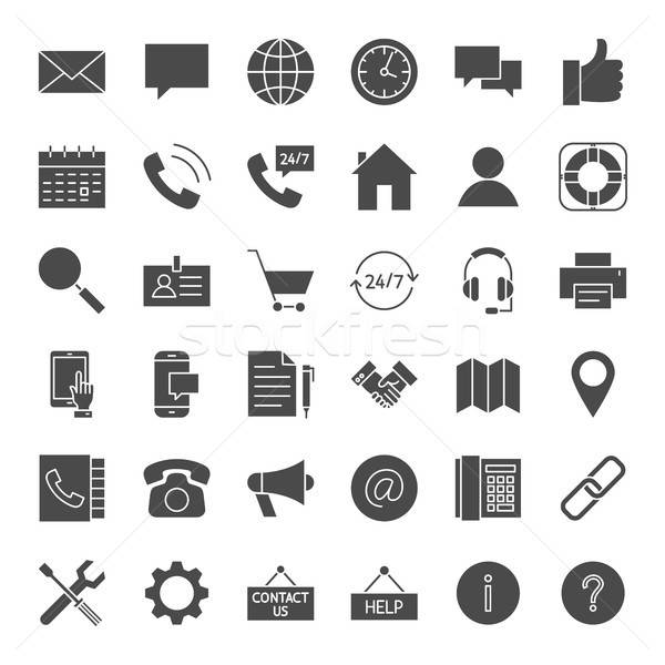 Stockfoto: Contact · solide · web · icons · vector · ingesteld · business