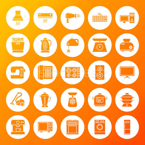 Household Circle Solid Icons Stock photo © Anna_leni