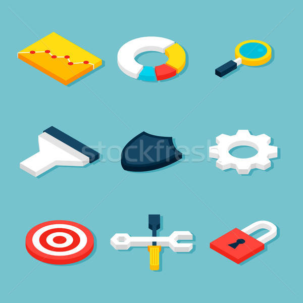 Stock photo: Business Statistics Isometric Objects