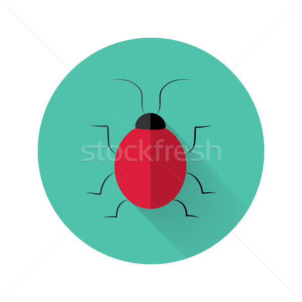 Red bug icon over green Stock photo © Anna_leni