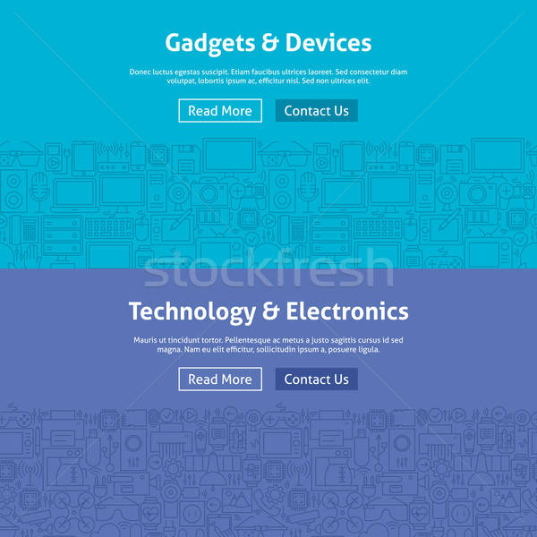 Gadgets and Devices Line Art Web Banners Set Stock photo © Anna_leni