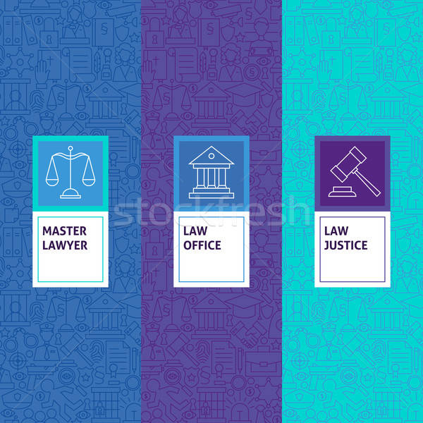 Сток-фото: линия · прав · правосудия · структур · набор · дизайн · логотипа