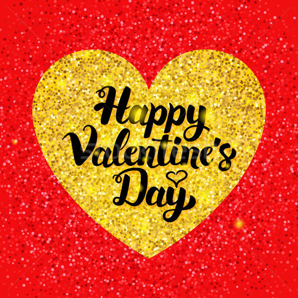 Stock photo: Happy Valentines Day Glitter Postcard