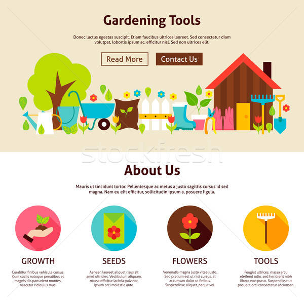 Gardening Tools Flat Web Design Template Stock photo © Anna_leni