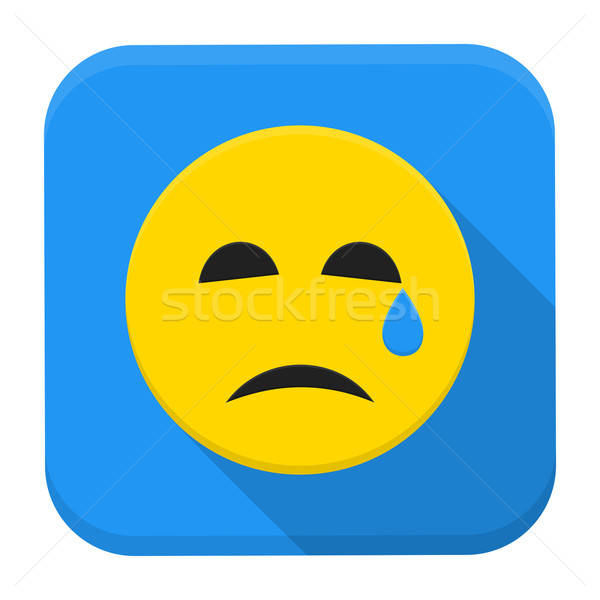 Crying yellow smile app icon with long shadow Stock photo © Anna_leni