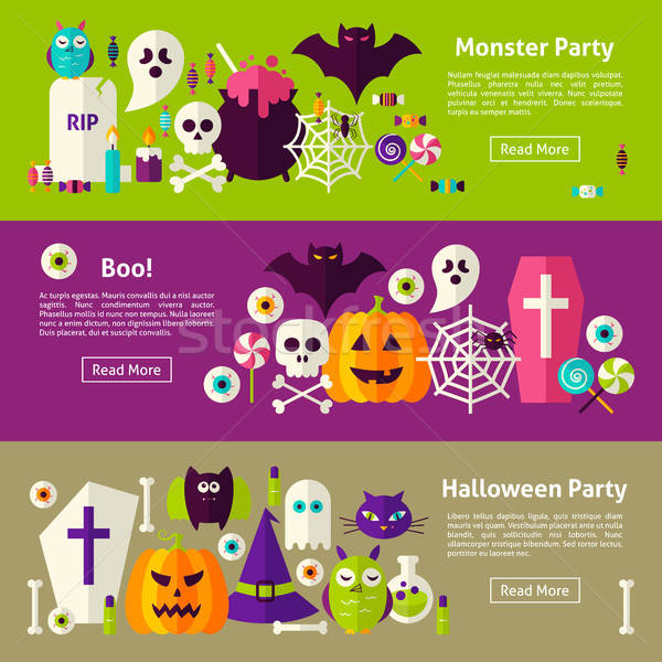 Stok fotoğraf: Halloween · parti · web · yatay · afişler · stil