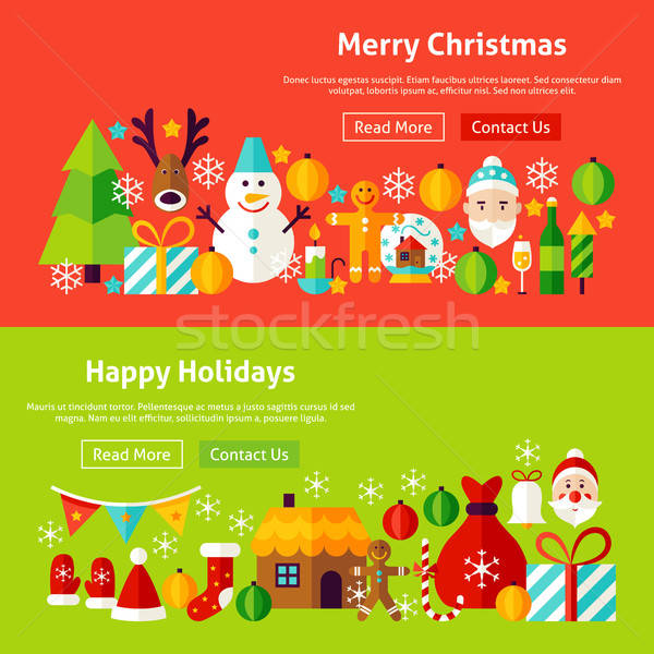 Vrolijk christmas website banners web Stockfoto © Anna_leni