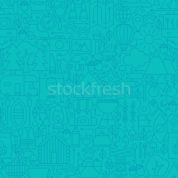 Stock photo: Adventure Camp Line Tile Pattern