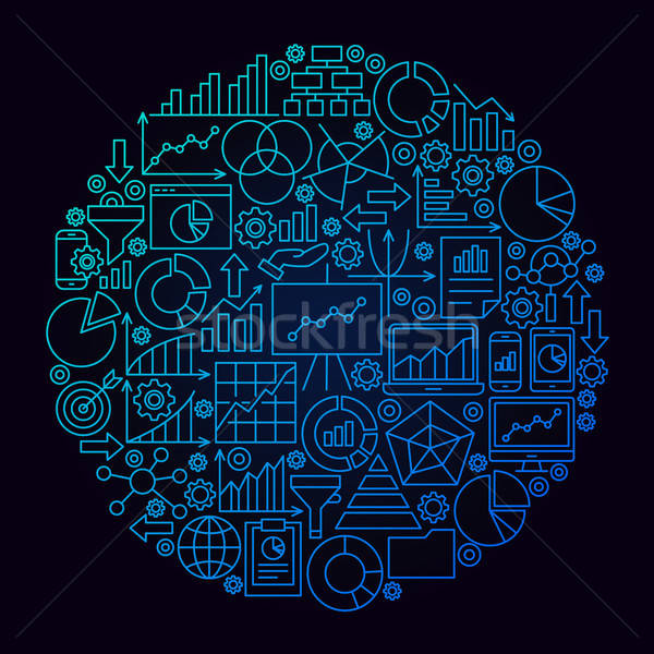 [[stock_photo]]: Affaires · analytics · ligne · cercle · diagramme · objets