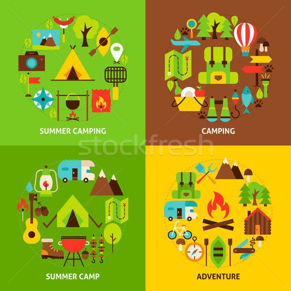 Foto stock: Camping · conceptos · establecer · anunciante · diseno · colección