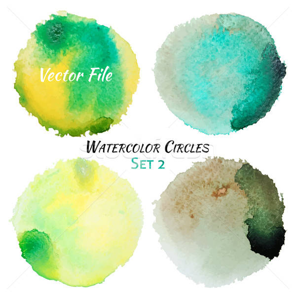 Acuarela verde galben vector colorat cerc Imagine de stoc © Anna_leni