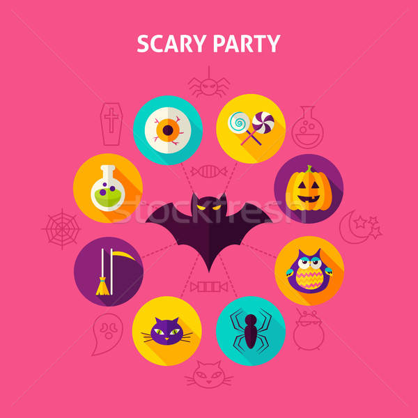 Foto d'archivio: Scary · party · infografica · halloween · cerchio · design