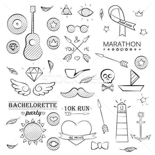 Doodle Sea Hand Drawn Objects Set Stock photo © Anna_leni