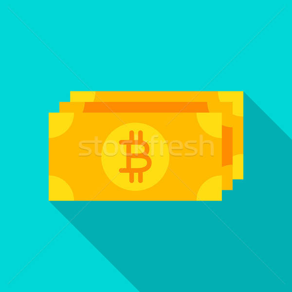 Bitcoin icono largo sombra negocios Foto stock © Anna_leni