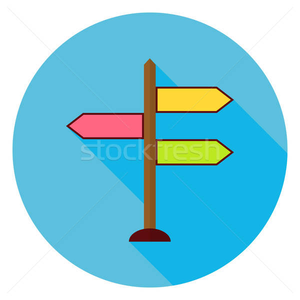 Flat Direction Pointer Circle Icon with Long Shadow Stock photo © Anna_leni