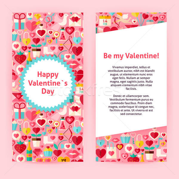 Flyer Template of Happy  Valentine Day Objects and Elements Stock photo © Anna_leni