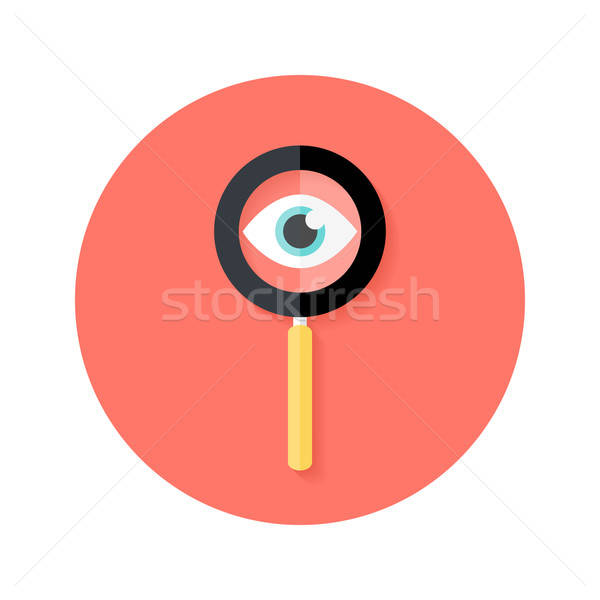 Stock photo: Search Magnifying Glass with Eye Circle Flat Icon
