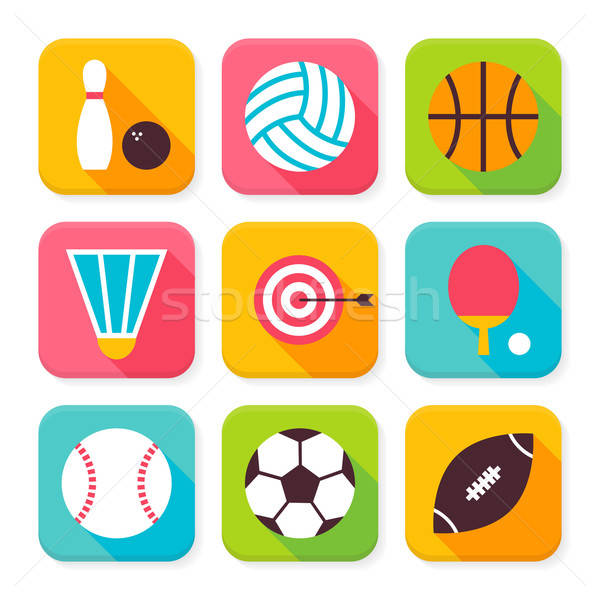 Flat Sport and Recreation Squared App Icons Set Stock photo © Anna_leni