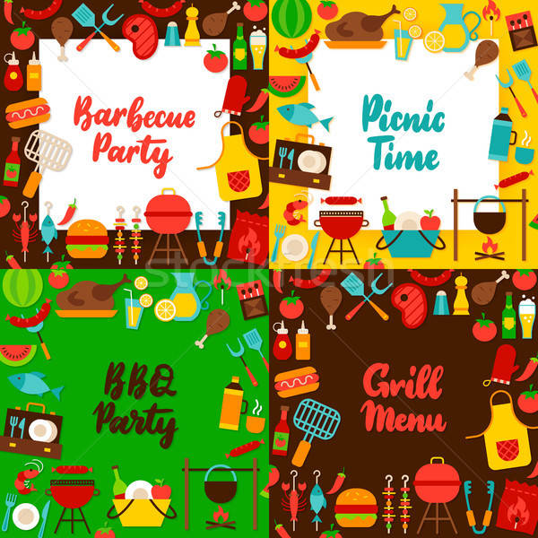Stock photo: Barbecue Lettering Posters Set