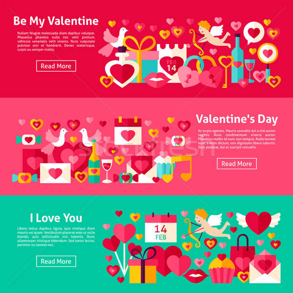 Feliz San Valentín día web banners estilo Foto stock © Anna_leni