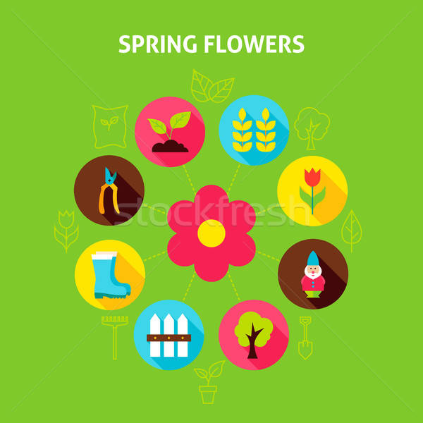 Tavaszi virágok természet kert infografika kör fa Stock fotó © Anna_leni