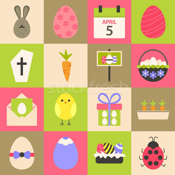 [[stock_photo]]: Pâques · stylisé · coloré · fleur