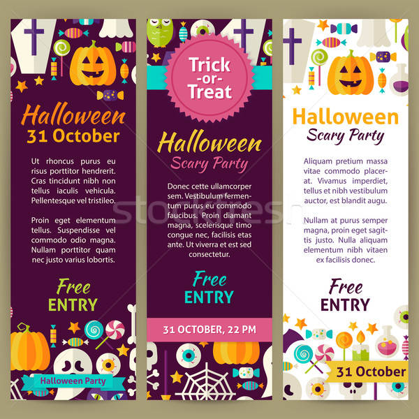 Halloween Holiday Vector Party Invitation Template Flyer Set Stock photo © Anna_leni