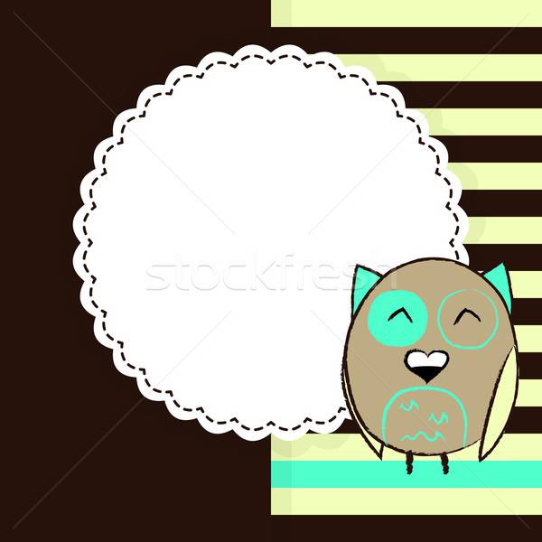 Template for greeting card with cute fat owl Stock photo © Anna_leni