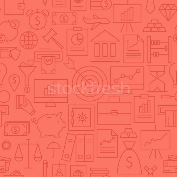 Thin Business Line Banking Finance Red Seamless Pattern Stock photo © Anna_leni
