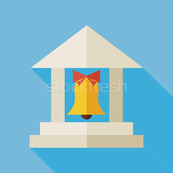 Flat Back to School Building Illustration with Long Shadow Stock photo © Anna_leni