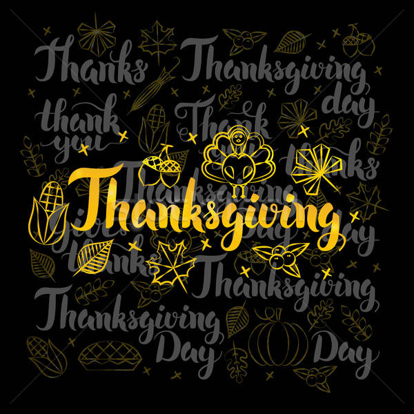 Thanksgiving Lettering Black Set Stock photo © Anna_leni