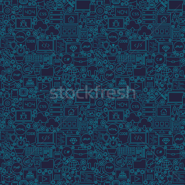 Kék vonal kódolás végtelen minta skicc csempe Stock fotó © Anna_leni